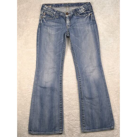 Big Star Sweet Low Rise Boot Leg Jeans Womens 29 R Stretch Distressed Light Wash - Picture 1 of 10